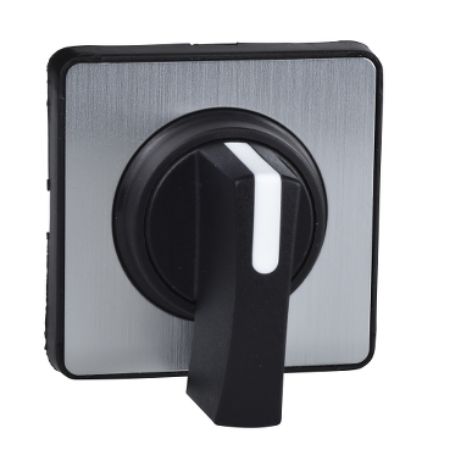 Picture of Cam switch Operating head, Harmony K, for rear mounting, plastic, metallic color, 45 x 45 mm, black handle, blank for engraving