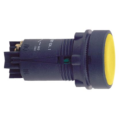 Picture of yellow pushbutton + 22 spring return - 1NO