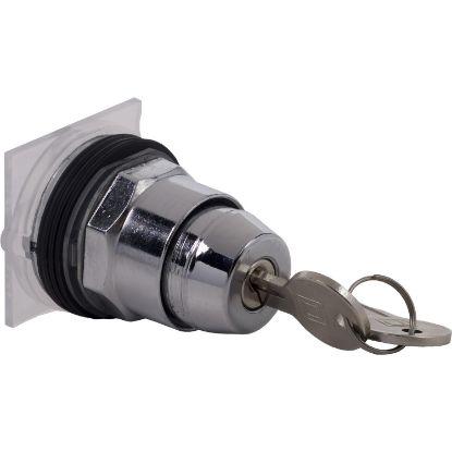 Picture of Key selector switch head, Harmony 9001K, metal, key switch, 30mm, key E10, 3 positions, stay put