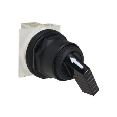 Picture of Selector switch head, Harmony 9001SK, plastic, standard handle, black, 30mm, 2 positions, spring return left to right