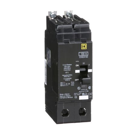 Picture of Mini circuit breaker, E-Frame, 100A, 2 pole, 480Y/277 VAC, 25 kA max, bolt on