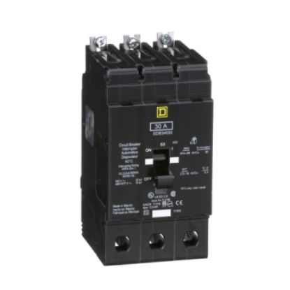 Picture of Mini circuit breaker, E-Frame, 30A, 3 pole, 480Y/277 VAC, 25 kA max, bolt on