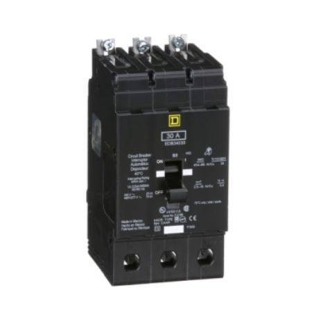Picture of Mini circuit breaker, E-Frame, 30A, 3 pole, 480Y/277 VAC, 25 kA max, bolt on
