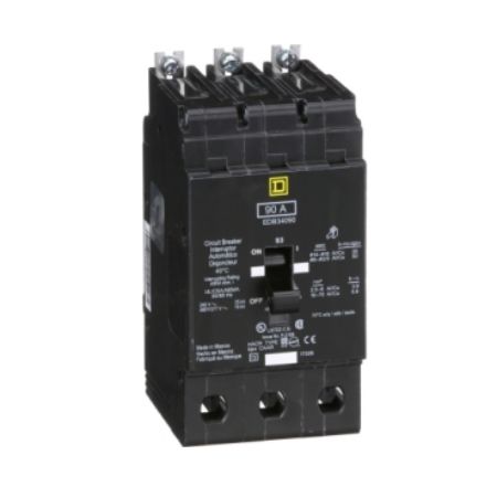 Picture of Mini circuit breaker, E-Frame, 90A, 3 pole, 480Y/277 VAC, 25 kA max, bolt on