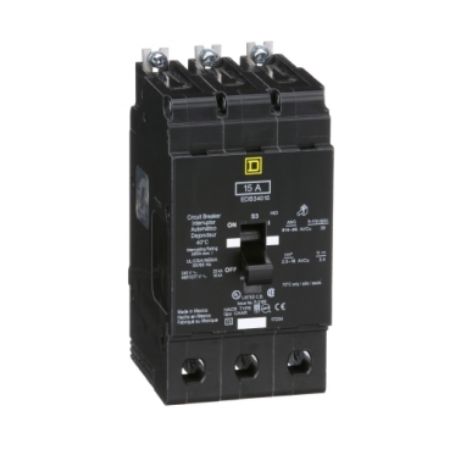 Picture of Mini circuit breaker, E-Frame, 15A, 3 pole, 480Y/277 VAC, 25 kA max, bolt on
