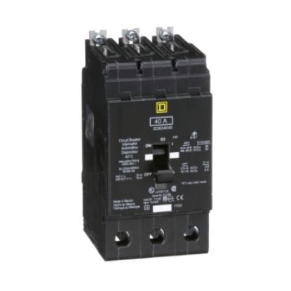 Picture of Mini circuit breaker, E-Frame, 40A, 3 pole, 480Y/277 VAC, 25 kA max, bolt on
