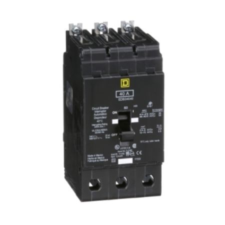 Picture of Mini circuit breaker, E-Frame, 40A, 3 pole, 480Y/277 VAC, 25 kA max, bolt on