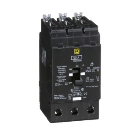 Picture of Mini circuit breaker, E-Frame, 50A, 3 pole, 480Y/277 VAC, 25 kA max, bolt on