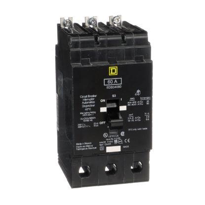 Picture of Mini circuit breaker, E-Frame, 60A, 3 pole, 480Y/277 VAC, 25 kA max, bolt on