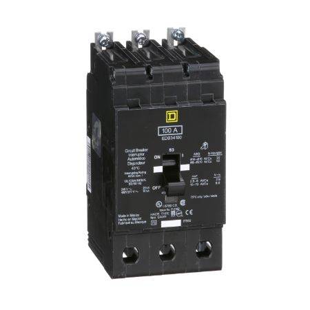 Picture of Mini circuit breaker, E-Frame, 100A, 3 pole, 480Y/277 VAC, 25 kA max, bolt on