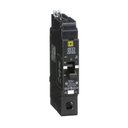Picture of Mini circuit breaker, E-Frame, 20A, 1 pole, 277 VAC, 25 kA max, bolt on