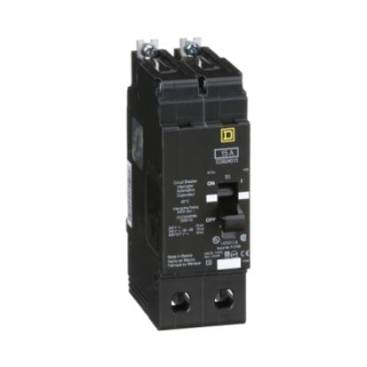 Picture of Mini circuit breaker, E-Frame, 15A, 2 pole, 480Y/277 VAC, 25 kA max, bolt on