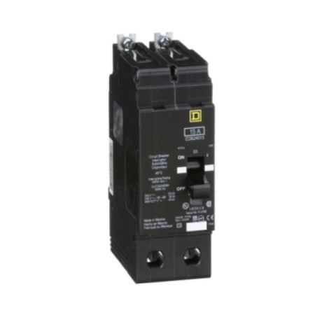 Picture of Mini circuit breaker, E-Frame, 15A, 2 pole, 480Y/277 VAC, 25 kA max, bolt on