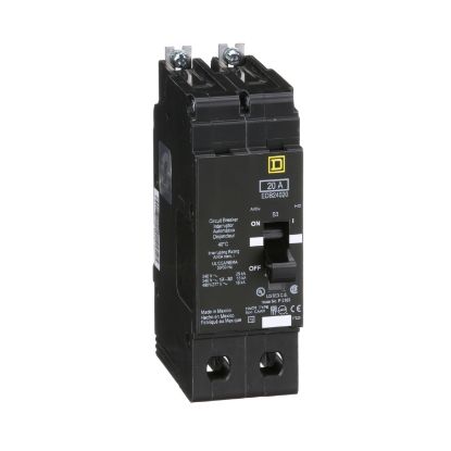 Picture of Mini circuit breaker, E-Frame, 20A, 2 pole, 480Y/277 VAC, 25 kA max, bolt on
