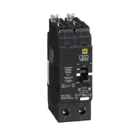 Picture of Mini circuit breaker, E-Frame, 50A, 2 pole, 480Y/277 VAC, 25 kA max, bolt on
