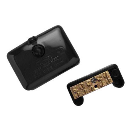 Picture of Clipsal MAX4, Mini Neutral link 100 A 500 V 5 hole with cover front wiring Black, Box of 10