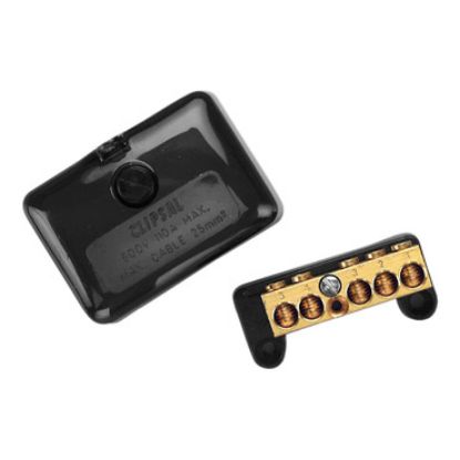 Picture of Clipsal MAX4, Mini Neutral link 100 A 500 V 5 hole with cover back wiring Black