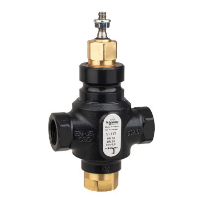 Picture of Venta V311T Globe Valve, 3-Way, PN16, Rp 3/4 Internal Thread, DN20, 6.3 Kvs, Nodular Iron, Brass plug.