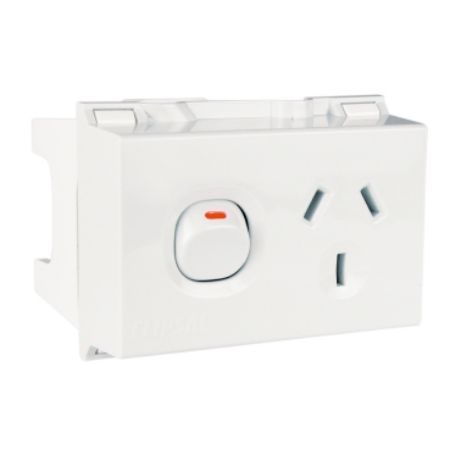 Picture of Clipsal MAX4, Switched Socket outlet DIN Mounted 1 Gang 10 A 250 V 3 pin 4 module double pole