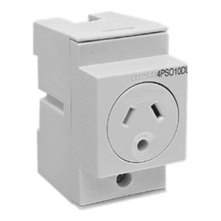 Picture of Clipsal MAX4, Socket outlet DIN Mounted 10 A 250 V 3 pin 2.5 module double pole with round earth