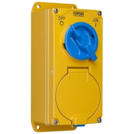 Picture of Metal Clad, Switched Socket Outlet, 500V, 10A, 5 Round PIN, IP66, 3 Pole, 1 Gang, Size 2