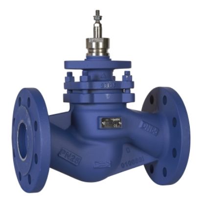 Picture of V292 Globe Valve, 2-Way, PN25, Flanged, DN150, 350 Kvs, Nodular Iron Body and Stainless Steel Trim, Stem Down Closed.