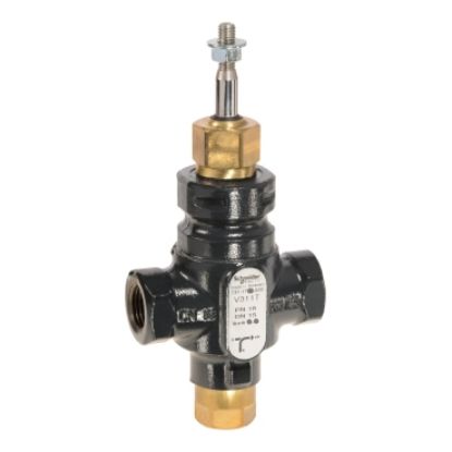 Picture of Venta V311T Globe Valve, 3-Way, PN16, Rp 1/2 Internal Thread, DN15, 2.5 Kvs, Nodular Iron, Brass plug.