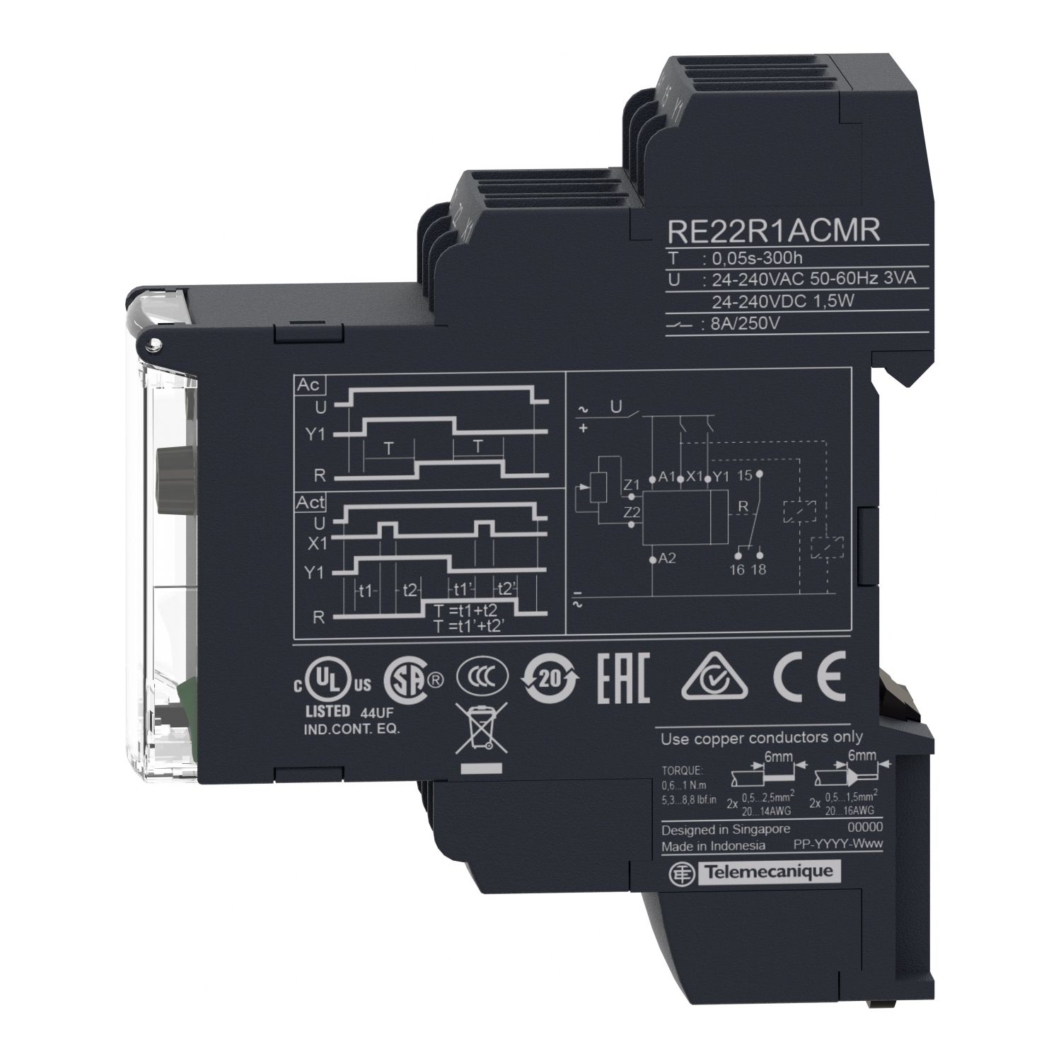 Picture of dual function relay, Harmony Timer Relays, 8A, 1CO, 0.05sâ€¦300h, off delay, 24...240V AC DC