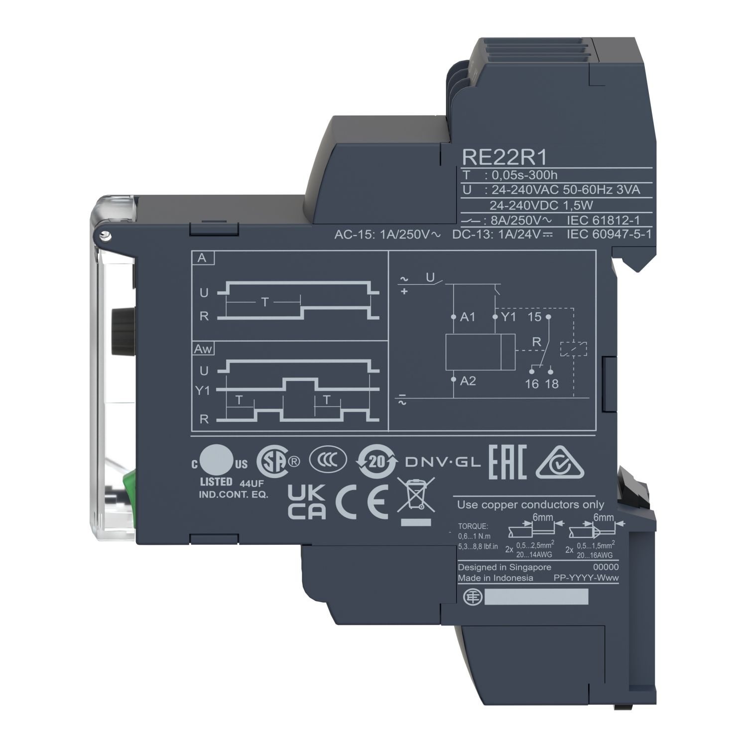 Picture of dual function relay, Harmony Timer Relays, 8A, 1CO, 0.05sâ€¦300h, interval relay, 24...240V AC DC