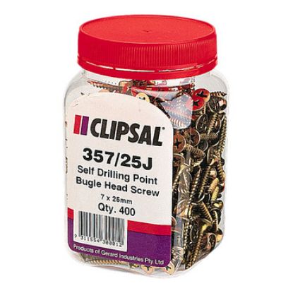 Picture of Clipsal - General Accessories, Screws, Bugle Head, Self Drilling Point, 7 X 25mm, Jar 400