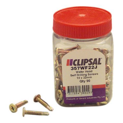 Picture of Clipsal - General Accessories, Screws, Wafer Head, Self Drilling, 10 x 22mm, Jar 90
