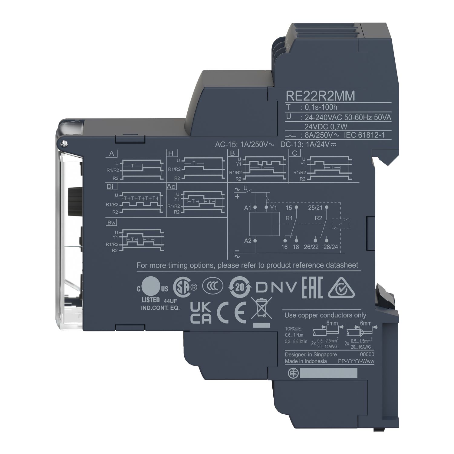 Picture of multifunction relay, Harmony Timer Relays, 8A, 2CO, 0.1sâ€¦100h, 24V DC or 24...240V AC DC