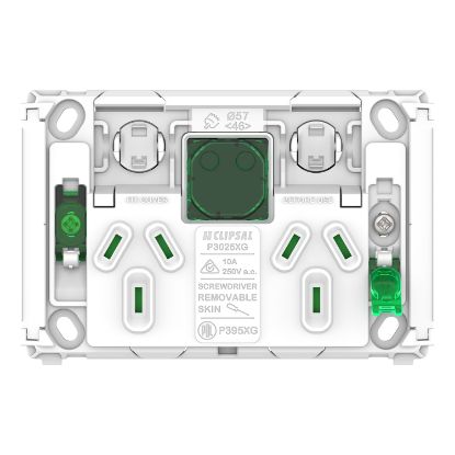 Picture of Clipsal Pro Series, Twin Power Point Grid, Horizontal Mount, Power Indicator 250V, 10A