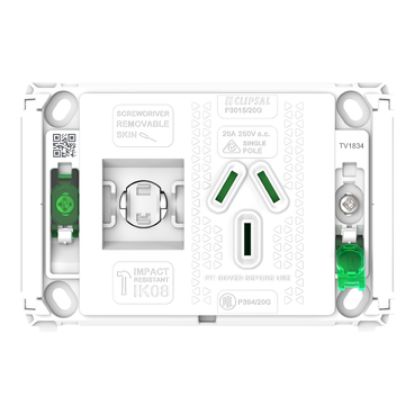 Picture of Clipsal Pro Series, Single Power Point Grid, Horizontal Mount, 250V, 20A