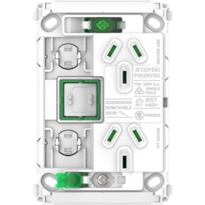 Picture of Clipsal Pro Series, Twin Power Point Grid, Vertical Mount, 1Ex20A, 10A, 250V