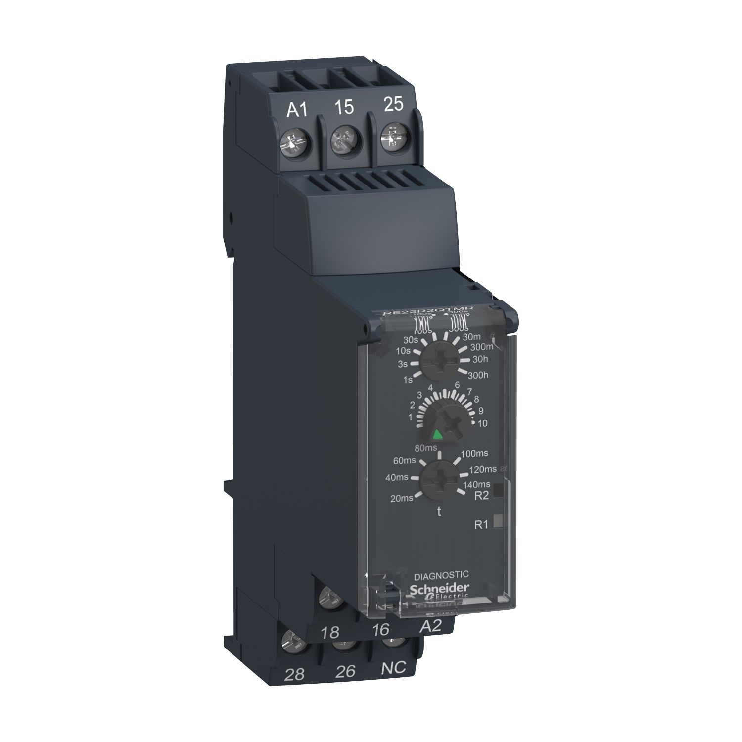 Picture of single function relay, Harmony Timer Relays, 8A, 2CO, 0.05sâ€¦300h, star delta, screw connectors, 24...240V AC DC