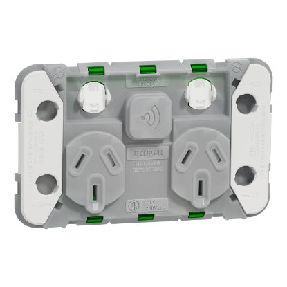 Picture of Clipsal Wiser, Connected Smart Socket, Iconic, Zigbee Default Mode, Twin Horizontal, 10 A, 240 V, Grid