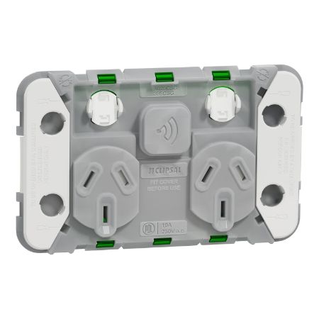 Picture of Clipsal Wiser, Connected Smart Socket, Iconic, Zigbee Default Mode, Twin Horizontal, 10 A, 240 V, Grid