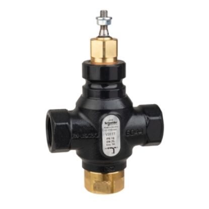 Picture of Venta V311T Globe Valve, 3-Way, PN16, Rp 1 Internal Thread, DN25, 10 Kvs, Nodular Iron, Brass plug.