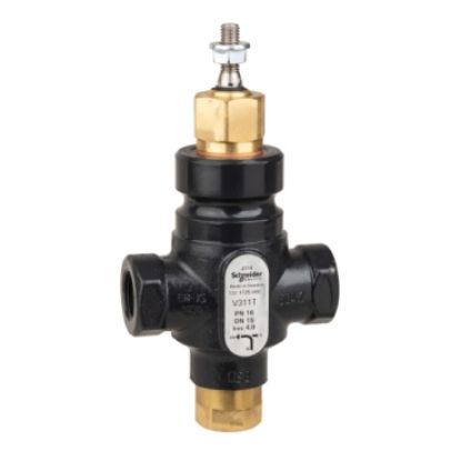 Picture of Venta V311T Globe Valve, 3-Way, PN16, Rp 1/2 Internal Thread, DN15, 4.0 Kvs, Nodular Iron, Brass plug.