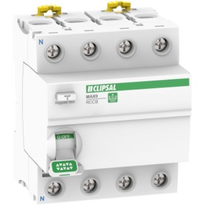 Picture of Clipsal MAX9, Residual Current Circuit Breaker (RCCB), 4P, 63A, 30mA, A-SI Type