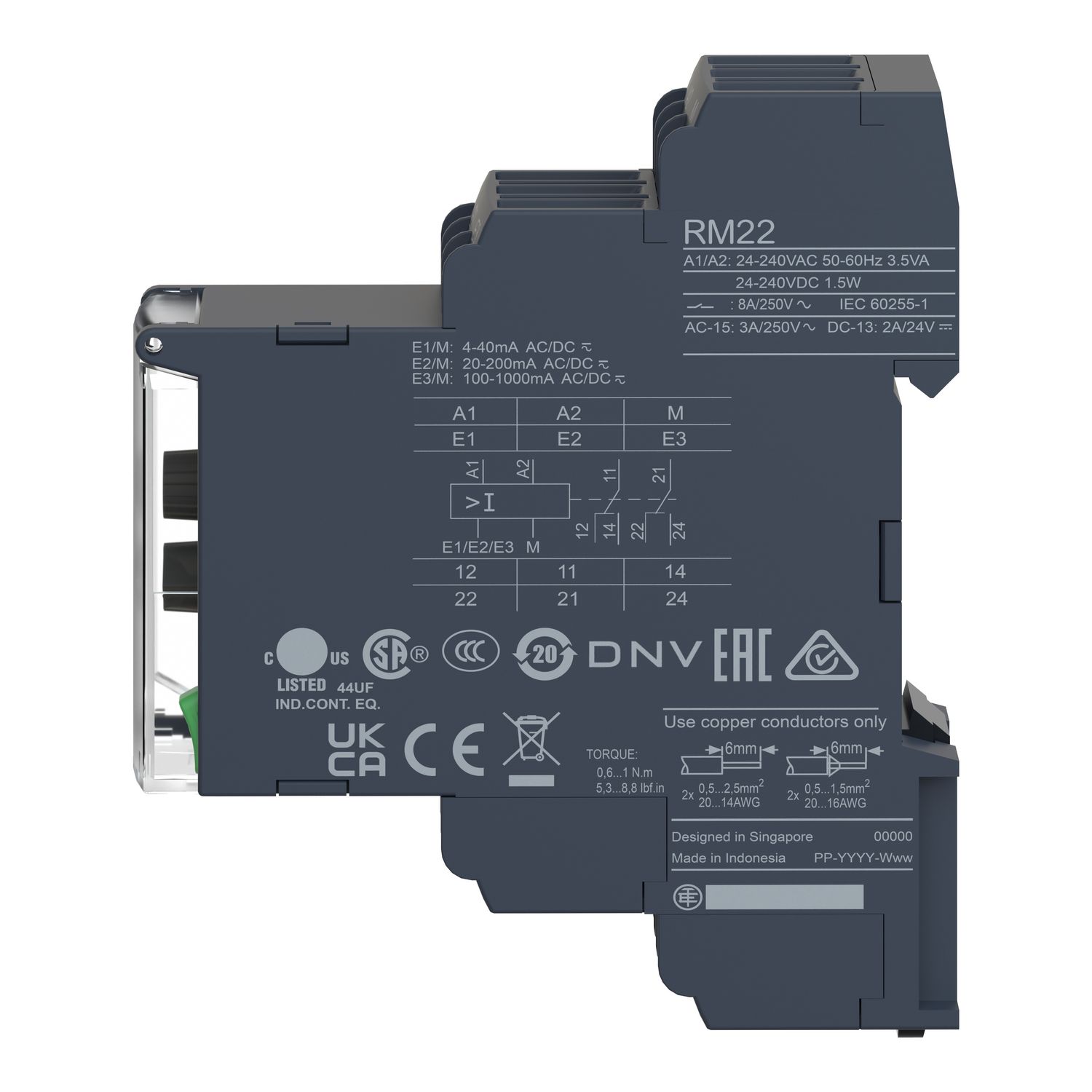 Picture of current control relay, Harmony Control Relays , 8A, 2CO, 24â€¦240V AC DC