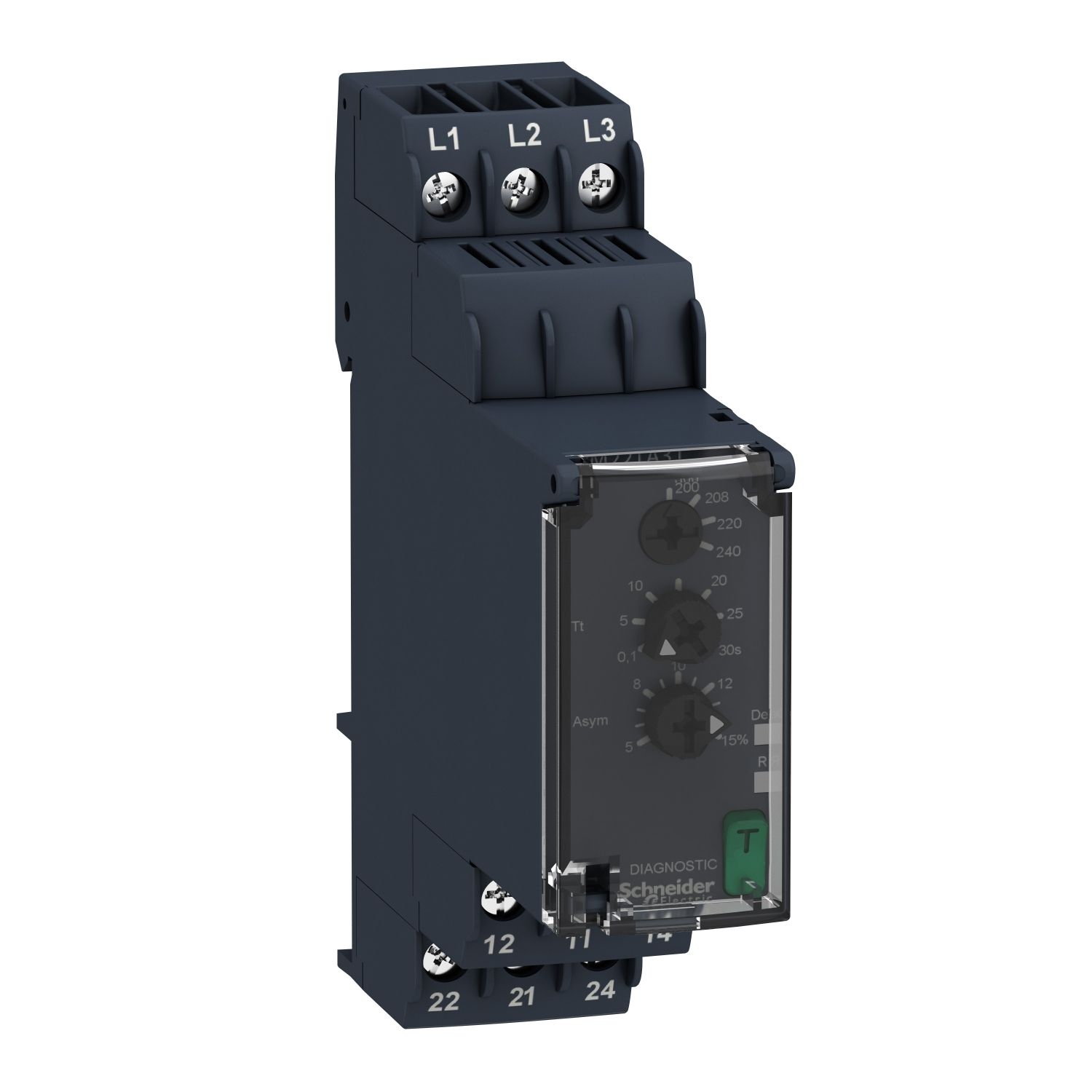 Picture of 3-phase control relay, Harmony Control Relays, 8A, 2CO, 200â€¦240V AC