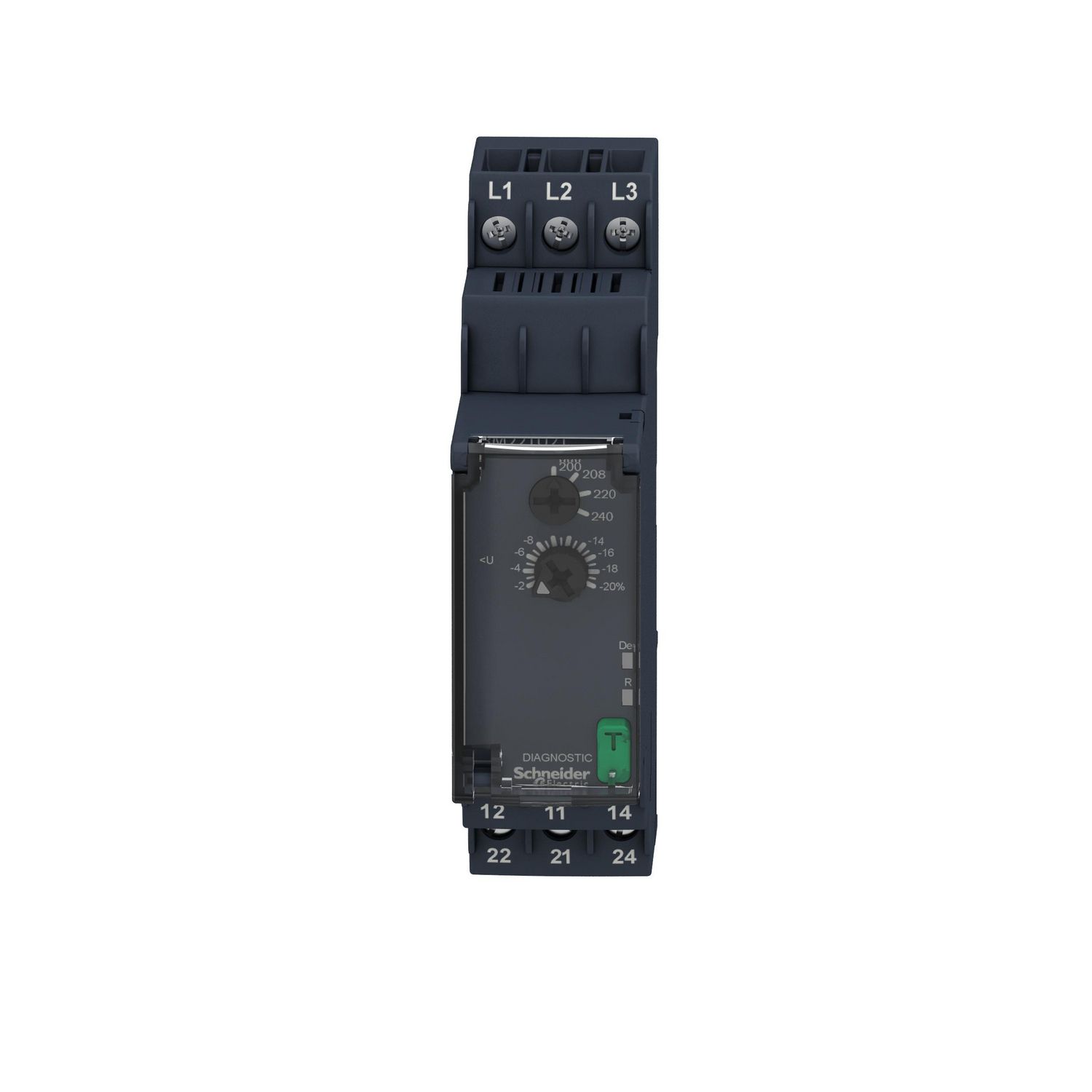 Picture of 3-phase control relay, Harmony Control Relays, 8A, 2CO, undervoltage detection, 200â€¦240V AC