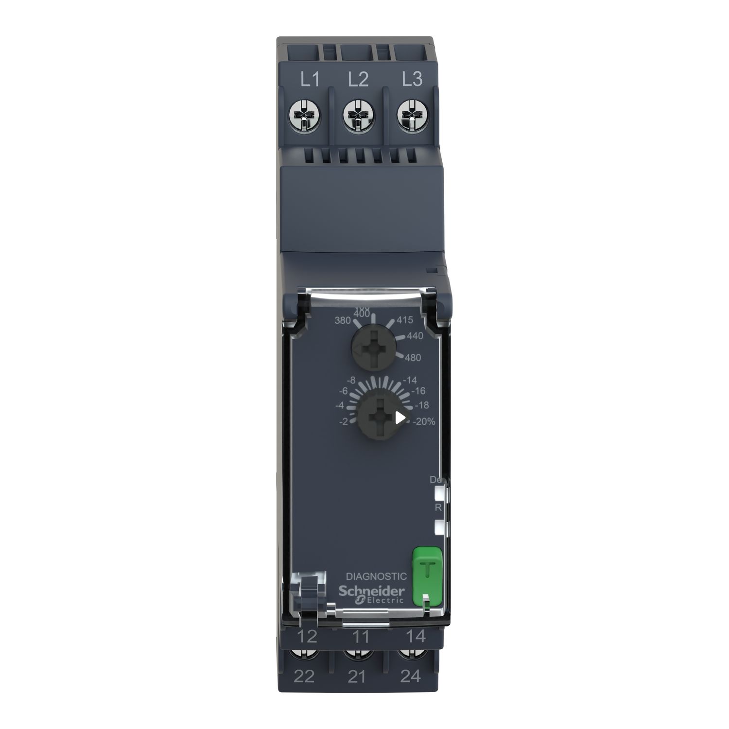 Picture of 3-phase control relay, Harmony Control Relays, 8A, 2CO, undervoltage detection, 380â€¦480V AC