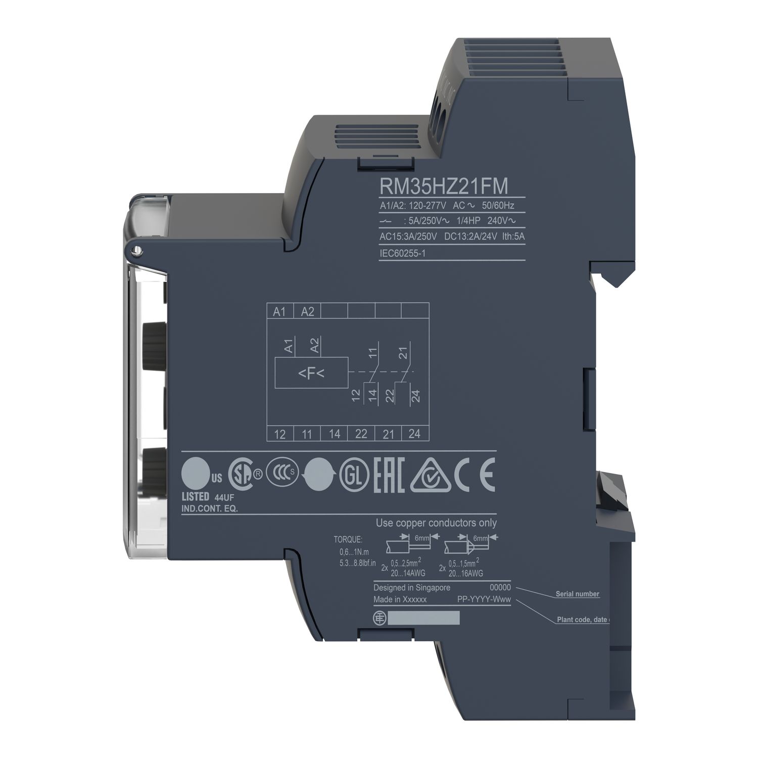 Picture of Modular frequency Control Relay, Harmony Control Relays, 5A, 1CO+1CO, 120…277V AC