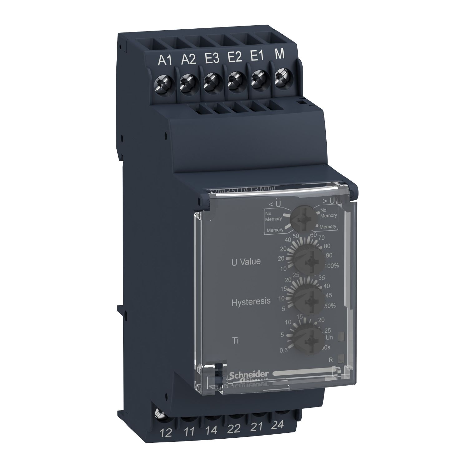Picture of Modular 1 phase Voltage Control Relay, Harmony Control Relays, 5A, 2CO, range 15..600V, 24..240V AC DC
