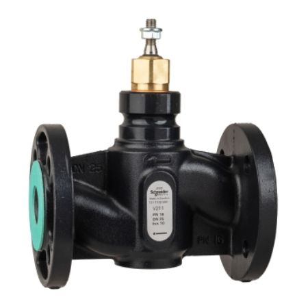 Picture of Venta V211 Globe Valve, 2-Way, PN16, Flanged, DN25, 10 kvs, Nodular Iron Body and Seat, Brass Plug, Stem Up Closed.