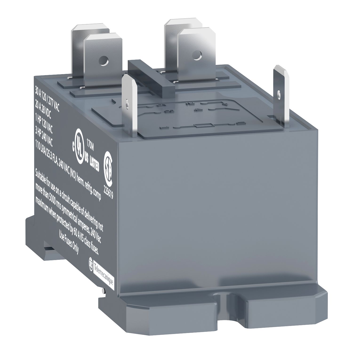 Picture of power relay, Harmony electromechanical relays, DIN rail or panel mount relay, 30A, 2NO, 12V DC