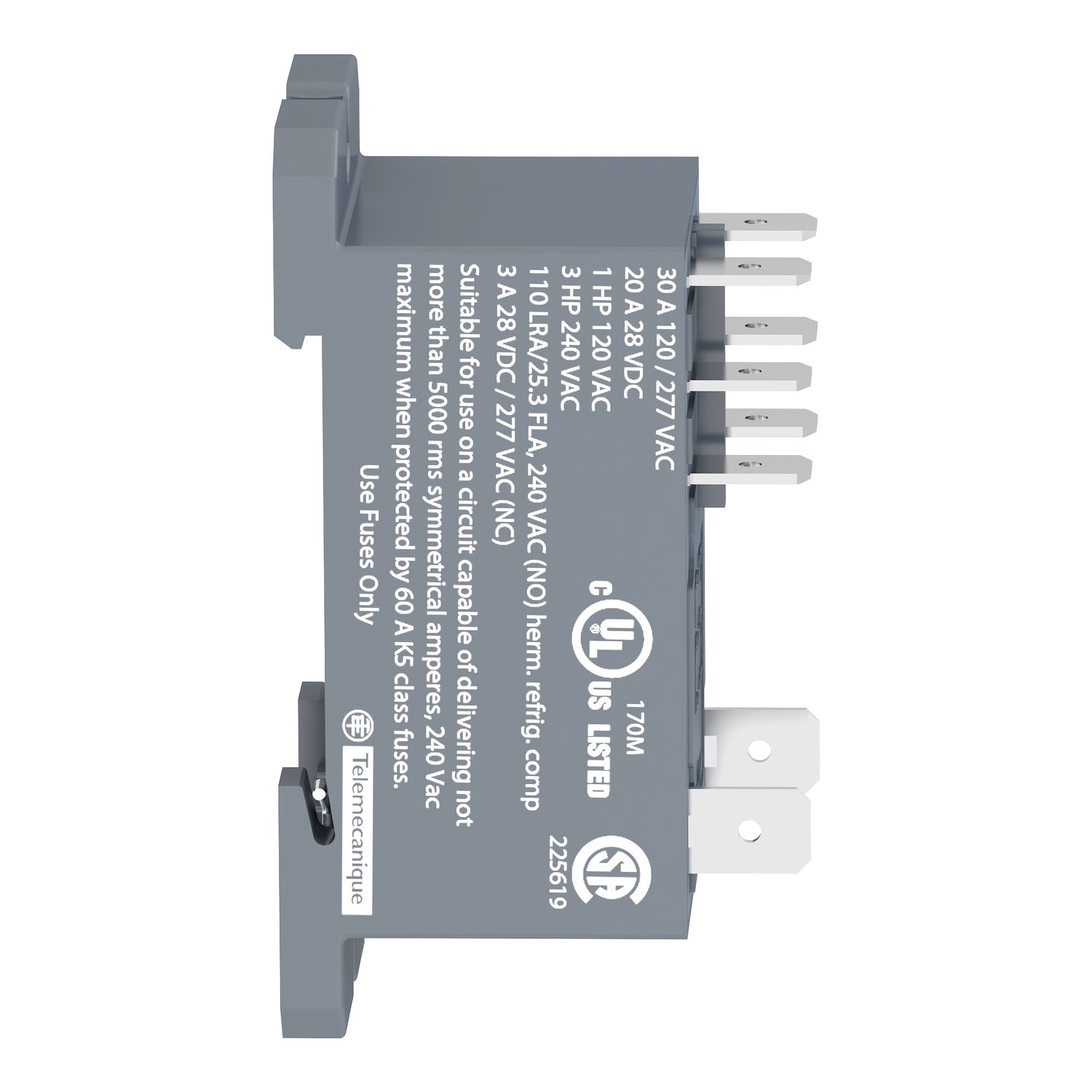 Picture of power relay, Harmony electromechanical relays, DIN rail or panel mount relay, 30A, 2CO, 120V AC